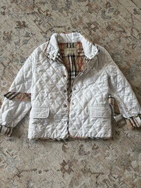 Kids Authentic Burberry white quilted jacket
